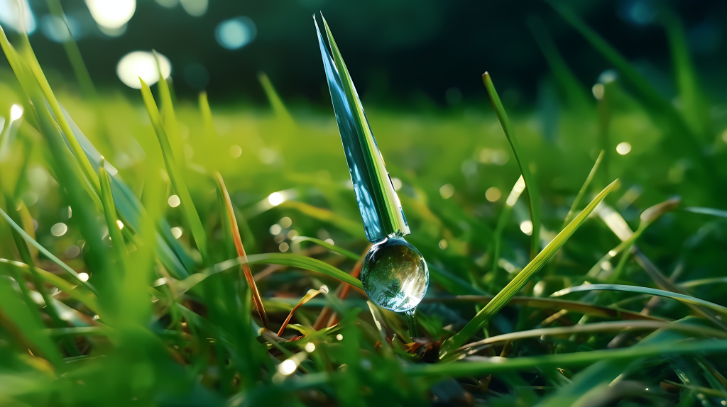 微光中的小水珠摄影图版权图片下载