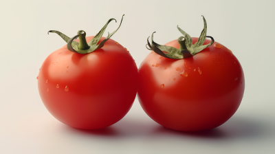 三个西红柿在白色背景上的摄影图