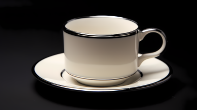 白桌上的茶杯托盘摆设摄影图