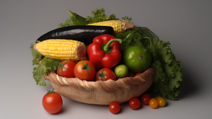 五彩缤纷的蔬菜篮摄影图版权图片下载