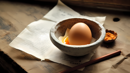 农家乐木桌上的鸡蛋摄影图