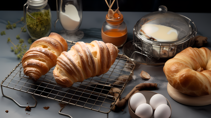 手工面包和鸡蛋的摄影版权图片下载