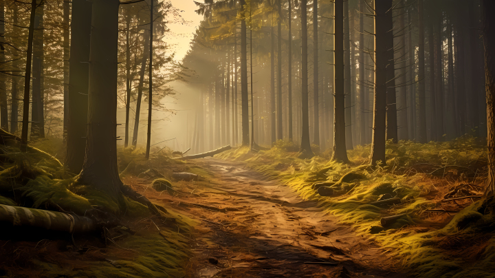 秋天的森林浪漫主义风格的摄影图版权图片下载