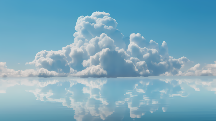 浅水中的蓝天云影摄影图版权图片下载