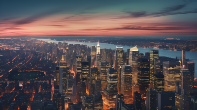 暮色中的纽约城市景观摄影图