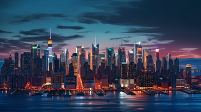纽约暮色中的城市景观摄影图