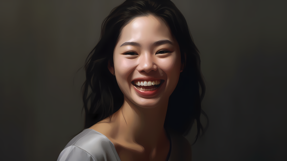 灵动亚洲女性微笑摄影图