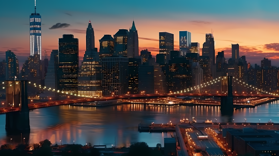 纽约黄昏城市风光摄影图