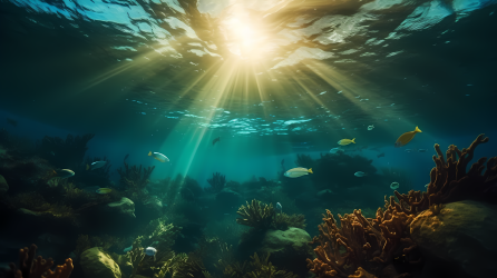 海洋生物启示录水下阳光摄影图