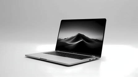 苹果风格铝制笔记本电脑摄影图片
