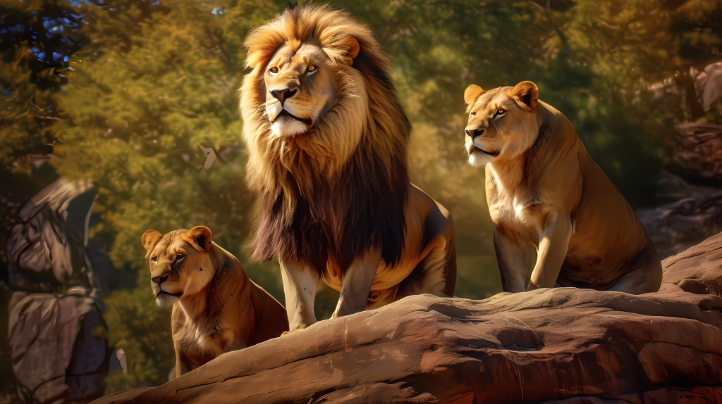 完美再现狮子在荒野中原始野性摄影图