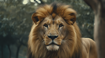雄狮注视着镜头的心理象征风格摄影图