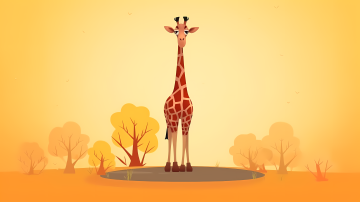 卡通长颈鹿站在空旷的地方摄影版权图片下载