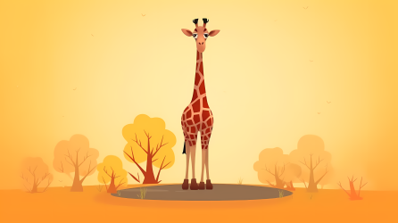 卡通长颈鹿站在空旷的地方摄影图片