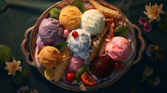 冰淇淋玩味摆盘摄影图