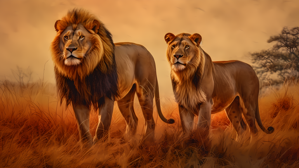 野生非洲动物荒野雄狮摄影图版权图片下载