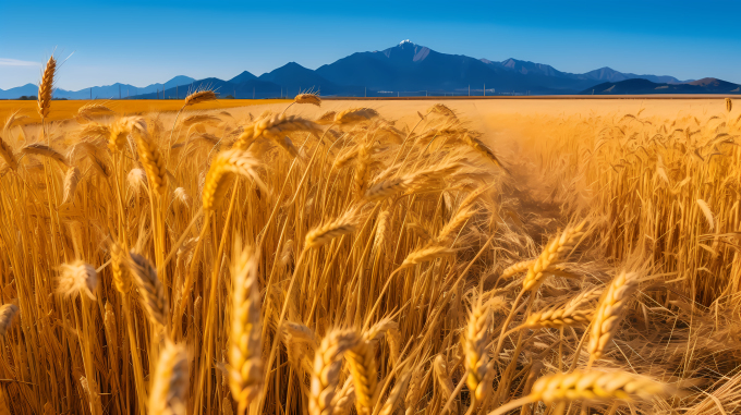 儒家思想下的麦田山景摄影图