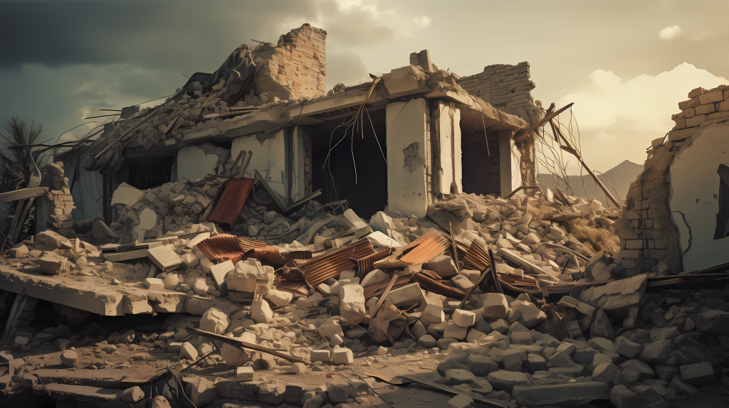 黄昏下废旧老房子摄影图版权图片下载