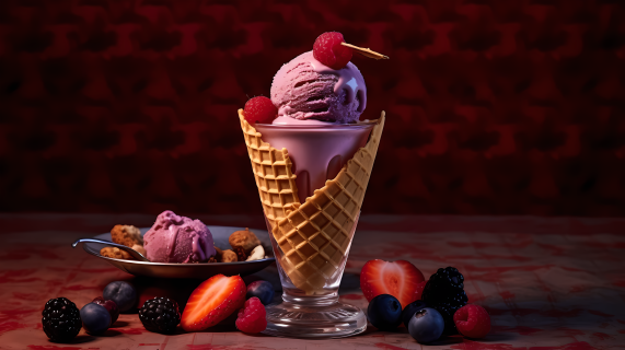 紫色卷筒冰淇淋摄影图