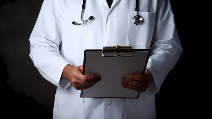 医生手持记录板的摄影图片