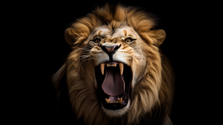 狮子张嘴坐姿摄影图版权图片下载