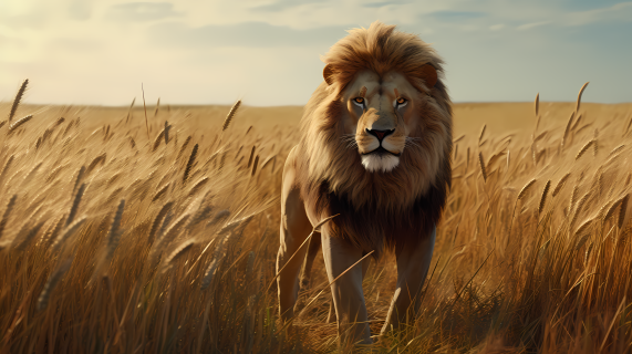 草原上狮子观望