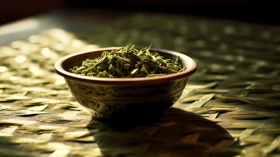 绿茶碗上细节纹理高清大特写摄影图