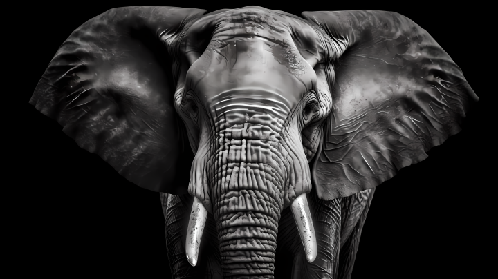黑白大象背景静止版权图片下载