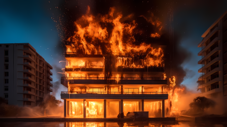 火焰燃烧的公寓摄影图