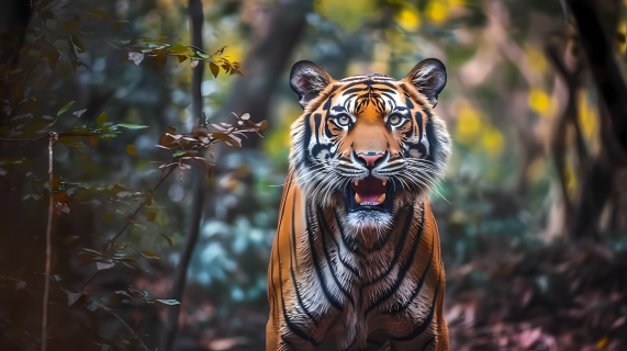 孤独之行孟加拉艺术风格的老虎摄影图