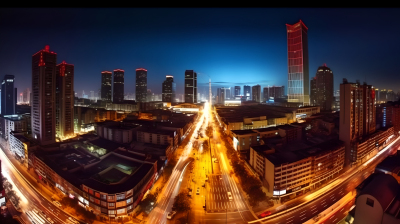 中国城市夜景繁华街道摄影图