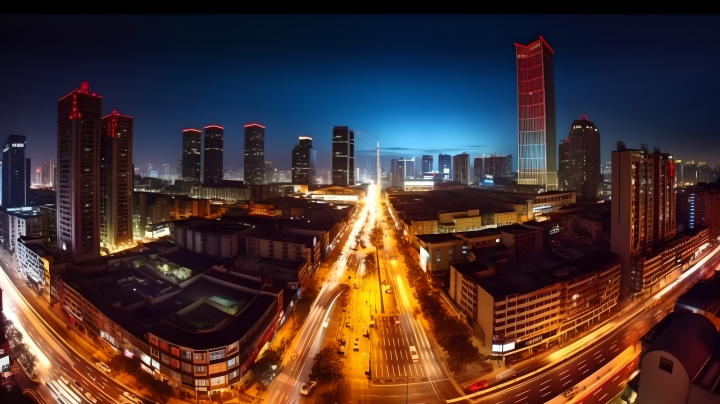 中国城市夜景繁华街道摄影图版权图片下载