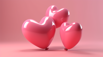 粉色浪漫三维心形气球摄影图