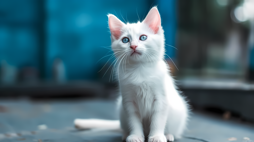 白猫蓝眼凝望——摄影图