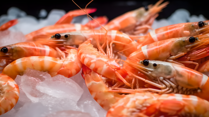 冰上鲜虾摄影图