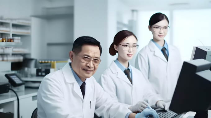 医生实验室合影摄影图