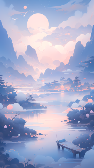 中国山水画风景摄影图