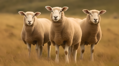 草原上三只羊的线条风摄影图
