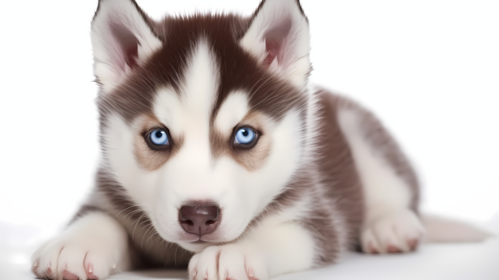 蓝眼睛哈士奇幼犬摄影图版权图片下载