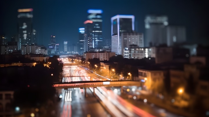 夜色朦胧的街景摄影图版权图片下载