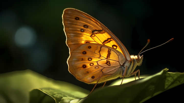 金色比例下的印度尼西亚艺术橙蝴蝶摄影图版权图片下载