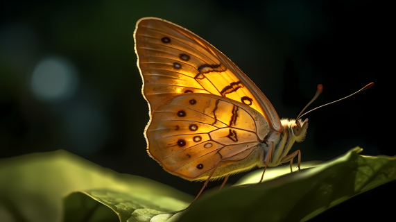 金色比例下的印度尼西亚艺术橙蝴蝶摄影图