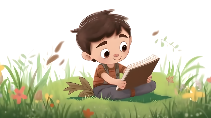 少年阅读开卷图摄影图片