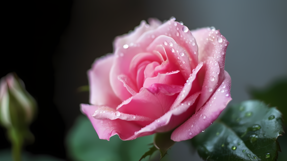 粉色玫瑰花露珠摄影图