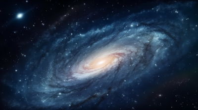 星系漫游星空中的漩涡星系摄影图