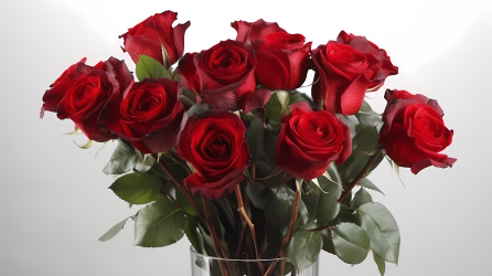 红玫瑰黑花瓶摄影图