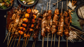 马拉纳奥风格烧烤串摄影图片