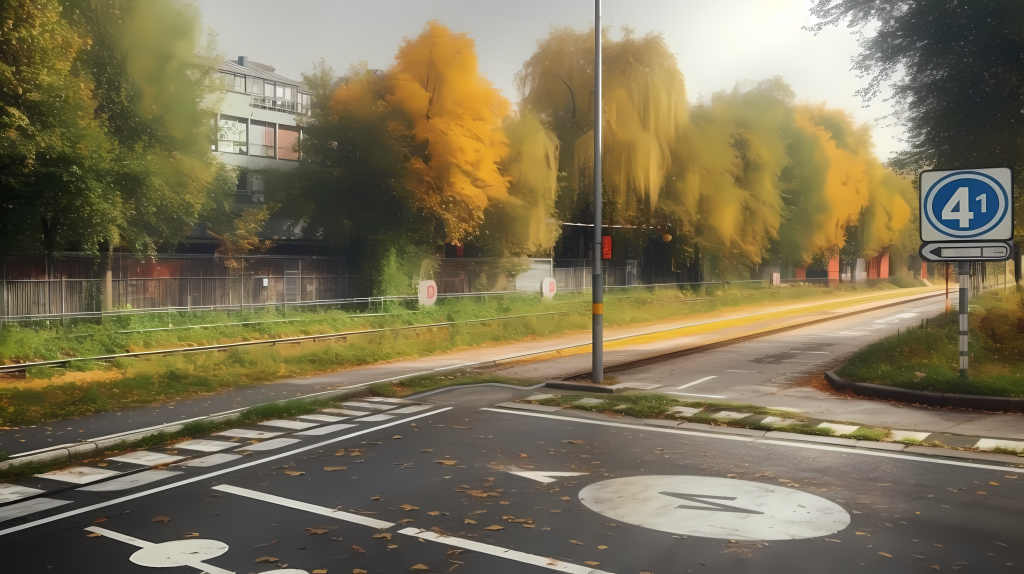 百叶窗风格自行车标识的交叉口摄影图片