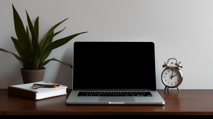 清新简约风格的空白笔画电脑桌摄影图片