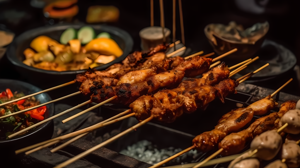 炭火烤串海鲜肉类摄影图片